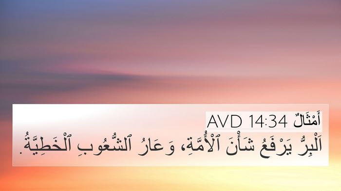 أَمْثَالٌ 14:34 AVD 4K Wallpaper - اَلْبِرُّ يَرْفَعُ شَأْنَ - 4K Wallpaper Bible Verse