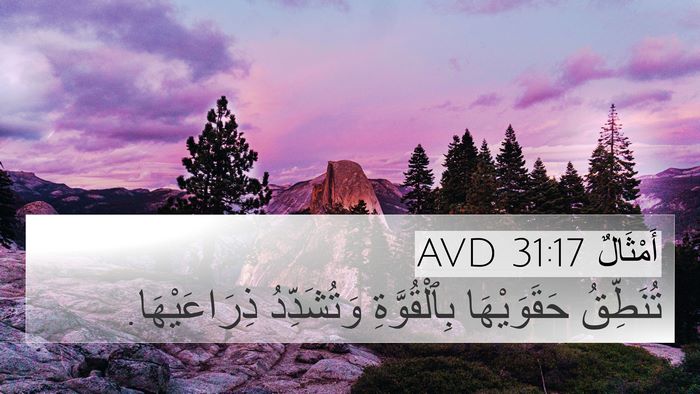 أَمْثَالٌ 31:17 AVD 4K Wallpaper - تُنَطِّقُ حَقَوَيْهَا - 4K Wallpaper Bible Verse