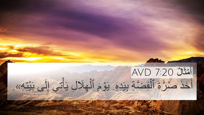 أَمْثَالٌ 7:20 AVD 4K Wallpaper - أَخَذَ صُرَّةَ ٱلْفِضَّةِ - 4K Wallpaper Bible Verse