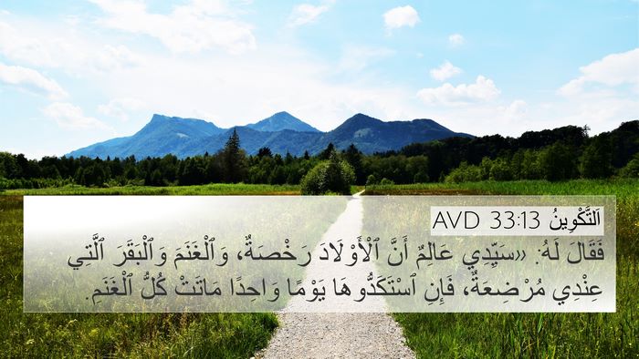 اَلتَّكْوِينُ 33:13 AVD Bible Verse Image
