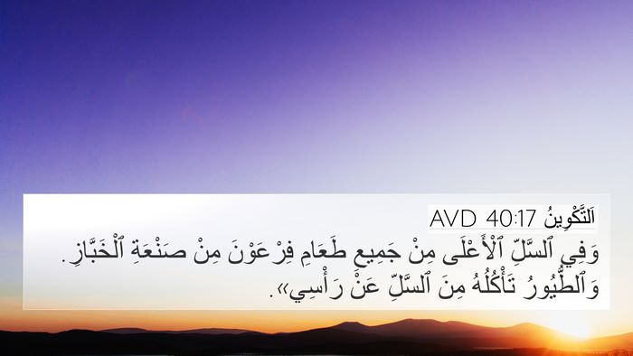 اَلتَّكْوِينُ 40:17 AVD 4K Wallpaper - وَفِي ٱلسَّلِّ ٱلْأَعْلَى - 4K Wallpaper Bible Verse