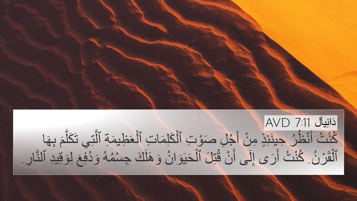 دَانِيآل 7:11 AVD 4K Wallpaper - كُنْتُ أَنْظُرُ حِينَئِذٍ - 4K Wallpaper Bible Verse