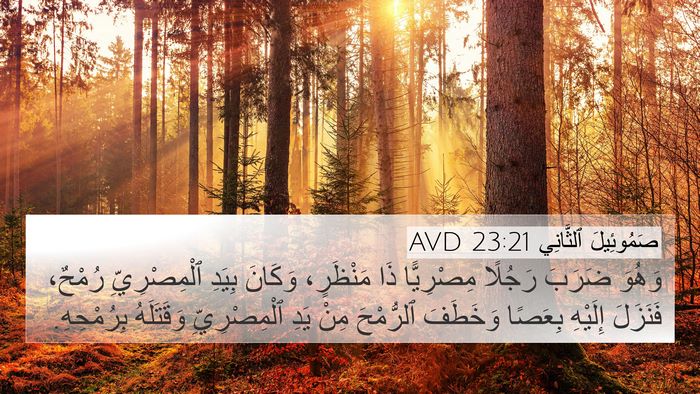 صَمُوئِيلَ ٱلثَّانِي 23:21 AVD 4K Wallpaper - وَهُوَ ضَرَبَ رَجُلًا - 4K Wallpaper Bible Verse
