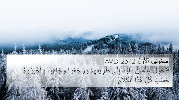 صَمُوئِيلَ ٱلْأَوَّلُ 25:12 AVD 4K Wallpaper - فَتَحَوَّلَ غِلْمَانُ - 4K Wallpaper Bible Verse