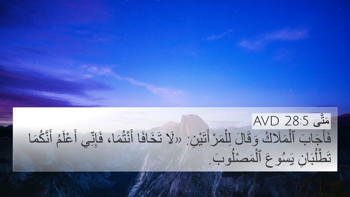 مَتَّى 28:5 AVD Bible Verse Image