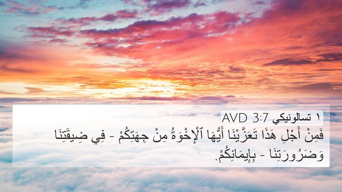 ١ تسالونيكي 3:7 AVD Bible Verse Image
