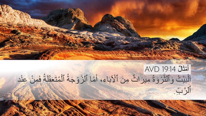 أَمْثَالٌ 19:14 AVD Desktop Wallpaper - اَلْبَيْتُ وَٱلثَّرْوَةُ - Desktop Bible Verse Wallpaper