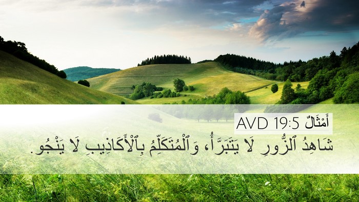 أَمْثَالٌ 19:5 AVD Desktop Wallpaper - شَاهِدُ ٱلزُّورِ لَا - Desktop Bible Verse Wallpaper