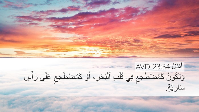 أَمْثَالٌ 23:34 AVD Desktop Wallpaper - وَتَكُونُ كَمُضْطَجعٍ فِي - Desktop Bible Verse Wallpaper
