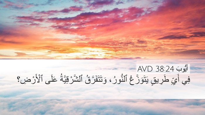 أَيُّوبَ 38:24 AVD Desktop Wallpaper - فِي أَيِّ طَرِيقٍ - Desktop Bible Verse Wallpaper