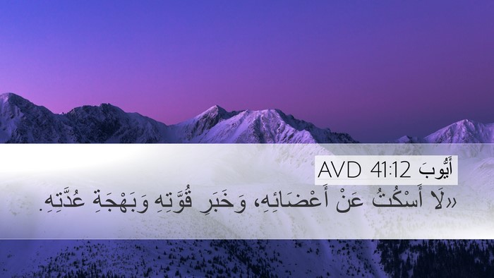 أَيُّوبَ 41:12 AVD Desktop Wallpaper - «لَا أَسْكُتُ عَنْ - Desktop Bible Verse Wallpaper