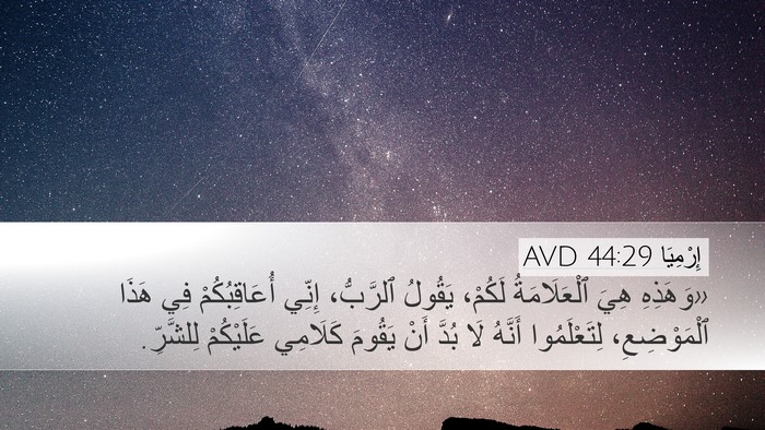 إِرْمِيَا 44:29 AVD Bible Verse Image