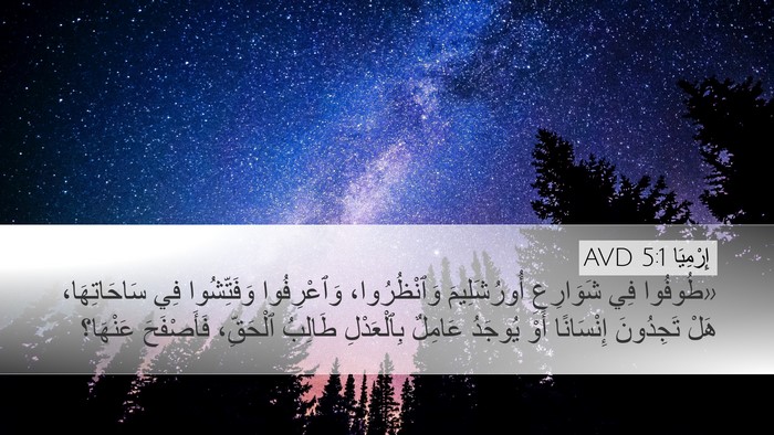 إِرْمِيَا 5:1 AVD Desktop Wallpaper - «طُوفُوا فِي شَوَارِعِ - Desktop Bible Verse Wallpaper