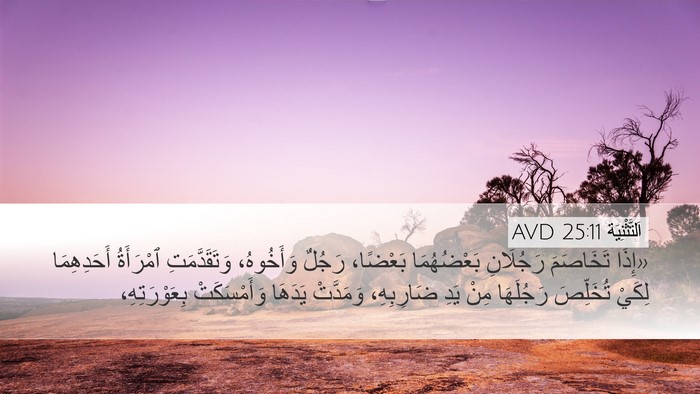 اَلتَّثْنِيَة 25:11 AVD Desktop Wallpaper - «إِذَا تَخَاصَمَ - Desktop Bible Verse Wallpaper