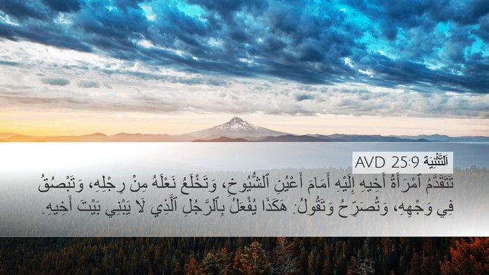 اَلتَّثْنِيَة 25:9 AVD Desktop Wallpaper - تَتَقَدَّمُ ٱمْرَأَةُ - Desktop Bible Verse Wallpaper