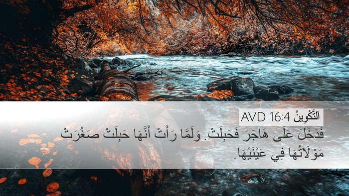 اَلتَّكْوِينُ 16:4 AVD Desktop Wallpaper - فَدَخَلَ عَلَى هَاجَرَ - Desktop Bible Verse Wallpaper