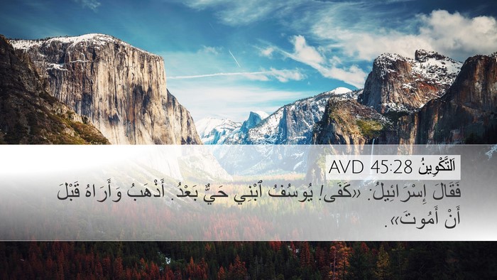 اَلتَّكْوِينُ 45:28 AVD Desktop Wallpaper - فَقَالَ إِسْرَائِيلُ: - Desktop Bible Verse Wallpaper
