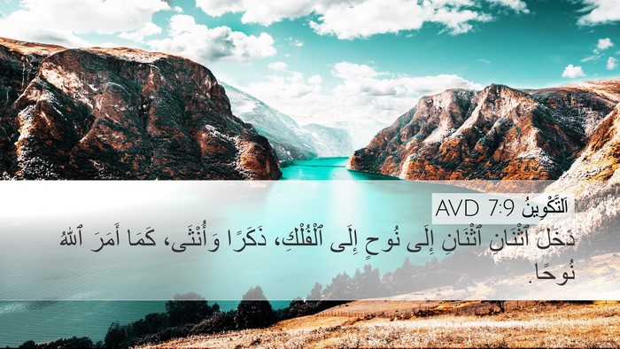 اَلتَّكْوِينُ 7:9 AVD Desktop Wallpaper - دَخَلَ ٱثْنَانِ ٱثْنَانِ - Desktop Bible Verse Wallpaper