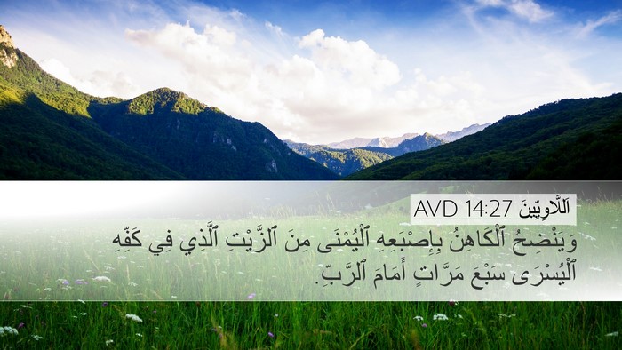 اَللَّاوِيِّينَ 14:27 AVD Desktop Wallpaper - وَيَنْضِحُ ٱلْكَاهِنُ - Desktop Bible Verse Wallpaper