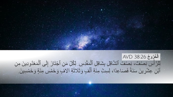 اَلْخُرُوجُ 38:26 AVD Desktop Wallpaper - لِلرَّأْسِ نِصْفٌ، نِصْفُ - Desktop Bible Verse Wallpaper
