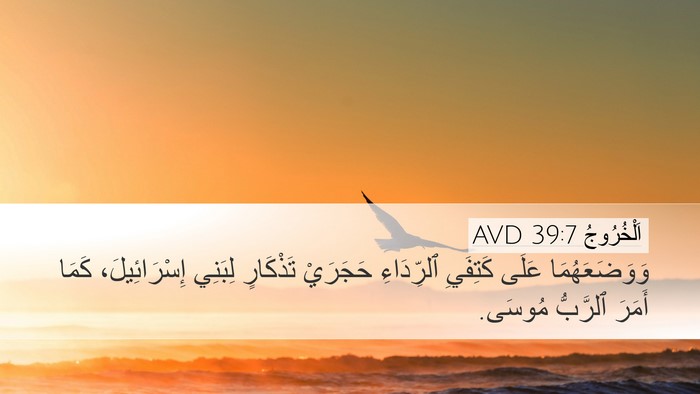 اَلْخُرُوجُ 39:7 AVD Desktop Wallpaper - وَوَضَعَهُمَا عَلَى - Desktop Bible Verse Wallpaper