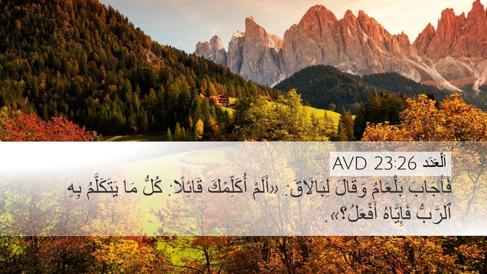 اَلْعَدَد 23:26 AVD Desktop Wallpaper - فَأَجَابَ بَلْعَامُ - Desktop Bible Verse Wallpaper
