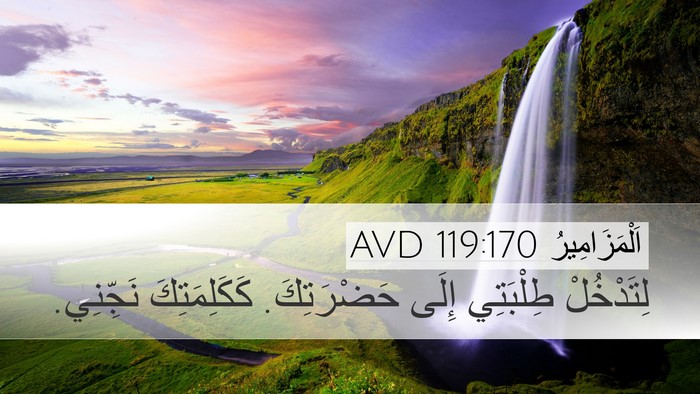 اَلْمَزَامِيرُ 119:170 AVD Desktop Wallpaper - لِتَدْخُلْ طِلْبَتِي - Desktop Bible Verse Wallpaper