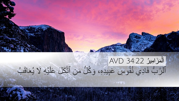 اَلْمَزَامِيرُ 34:22 AVD Desktop Wallpaper - ٱلرَّبُّ فَادِي نُفُوسِ - Desktop Bible Verse Wallpaper