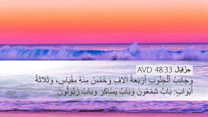 حِزْقِيَال 48:33 AVD Desktop Wallpaper - وَجَانِبُ ٱلْجَنُوبِ - Desktop Bible Verse Wallpaper