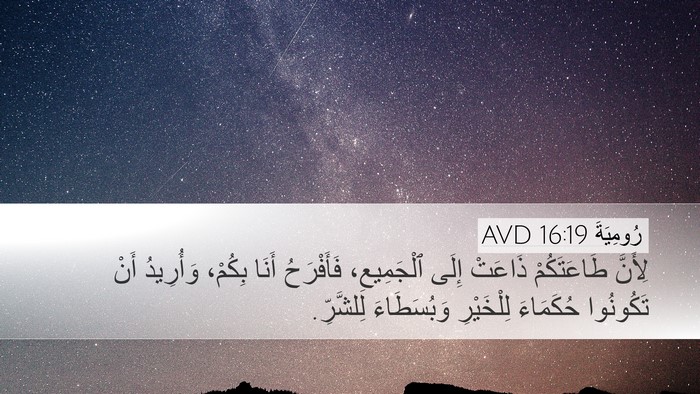 رُومِيَةَ 16:19 AVD Bible Verse Image