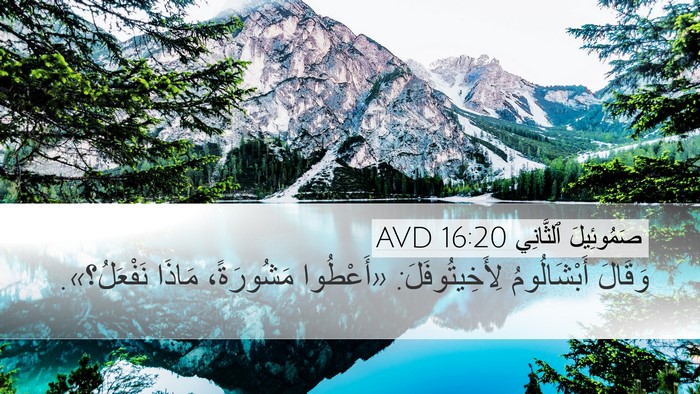 صَمُوئِيلَ ٱلثَّانِي 16:20 AVD Desktop Wallpaper - وَقَالَ أَبْشَالُومُ - Desktop Bible Verse Wallpaper
