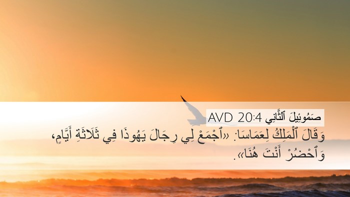 صَمُوئِيلَ ٱلثَّانِي 20:4 AVD Desktop Wallpaper - وَقَالَ ٱلْمَلِكُ - Desktop Bible Verse Wallpaper