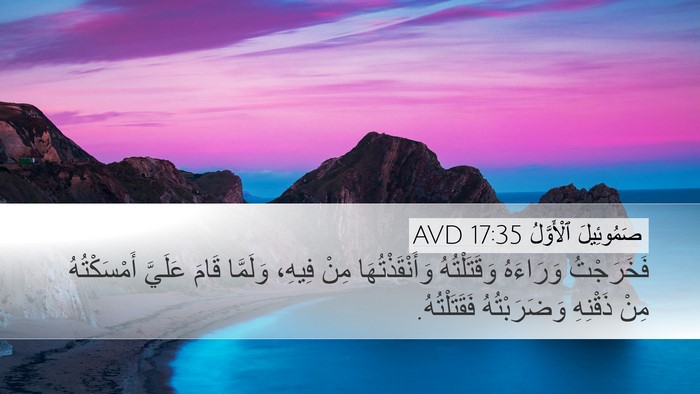 صَمُوئِيلَ ٱلْأَوَّلُ 17:35 AVD Desktop Wallpaper - فَخَرَجْتُ وَرَاءَهُ - Desktop Bible Verse Wallpaper