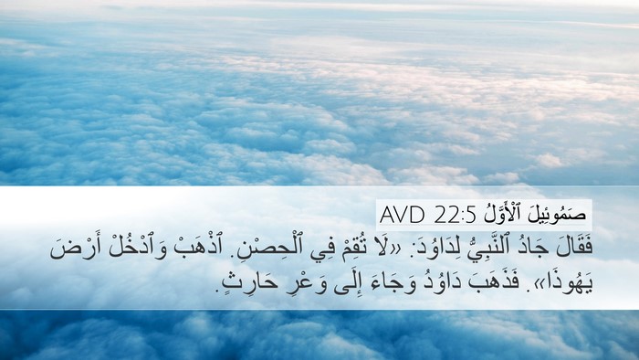 صَمُوئِيلَ ٱلْأَوَّلُ 22:5 AVD Desktop Wallpaper - فَقَالَ جَادُ ٱلنَّبِيُّ - Desktop Bible Verse Wallpaper