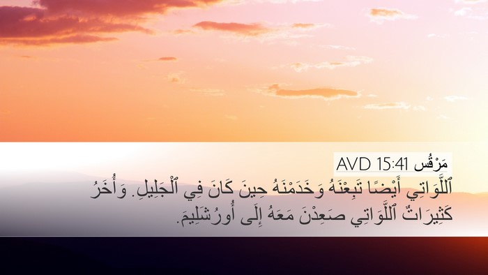 مَرْقُس 15:41 AVD Desktop Wallpaper - ٱللَّوَاتِي أَيْضًا - Desktop Bible Verse Wallpaper
