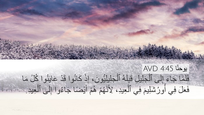 يوحنَّا 4:45 AVD Desktop Wallpaper - فَلَمَّا جَاءَ إِلَى - Desktop Bible Verse Wallpaper