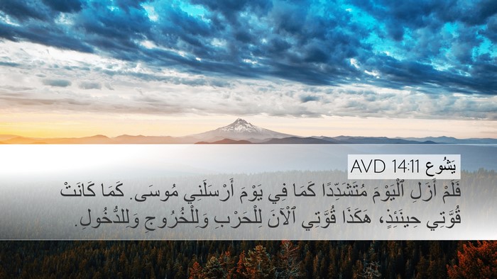 يَشُوع 14:11 AVD Desktop Wallpaper - فَلَمْ أَزَلِ ٱلْيَوْمَ - Desktop Bible Verse Wallpaper