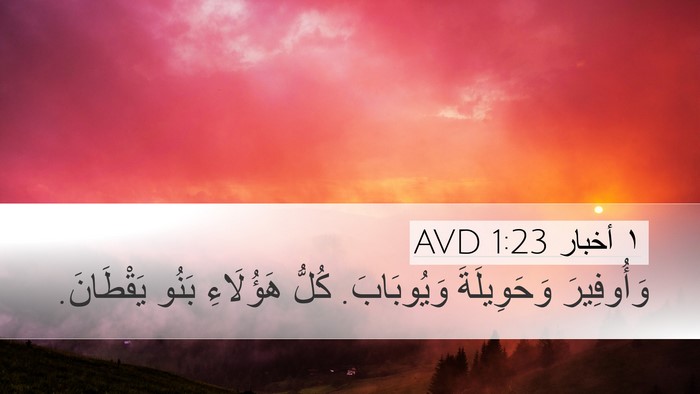 ١ أخبار 1:23 AVD Desktop Wallpaper - وَأُوفِيرَ وَحَوِيلَةَ - Desktop Bible Verse Wallpaper