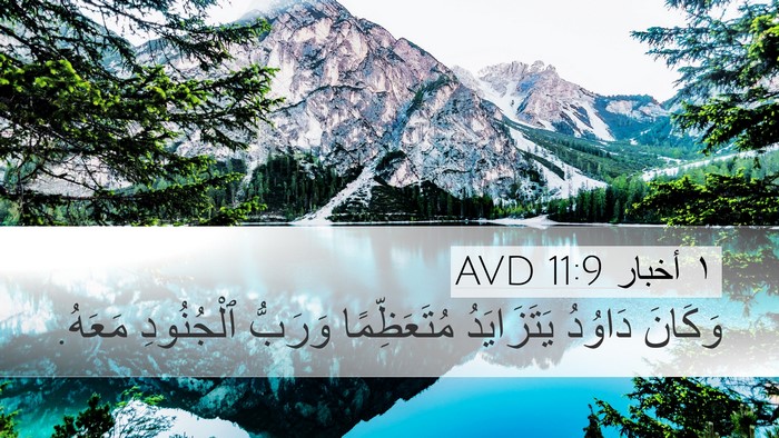 ١ أخبار 11:9 AVD Desktop Wallpaper - وَكَانَ دَاوُدُ - Desktop Bible Verse Wallpaper