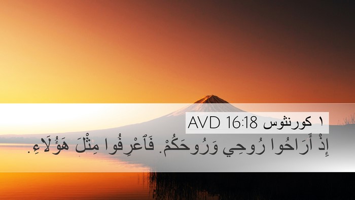 ١ كورنثوس 16:18 AVD Desktop Wallpaper - إِذْ أَرَاحُوا رُوحِي - Desktop Bible Verse Wallpaper