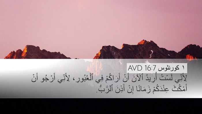 ١ كورنثوس 16:7 AVD Desktop Wallpaper - لِأَنِّي لَسْتُ أُرِيدُ - Desktop Bible Verse Wallpaper