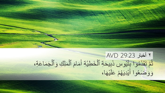 ٢ أخبار 29:23 AVD Desktop Wallpaper - ثُمَّ تَقَدَّمُوا - Desktop Bible Verse Wallpaper