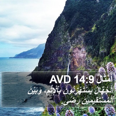 أَمْثَالٌ 14:9 AVD Bible Verse Image