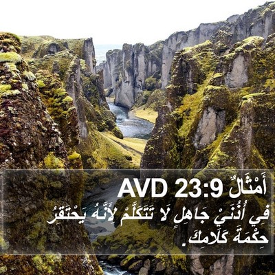 أَمْثَالٌ 23:9 AVD Bible Verse Image