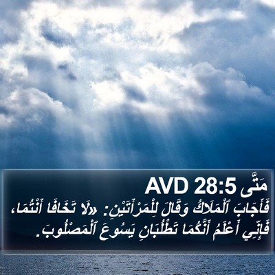 مَتَّى 28:5 AVD Bible Verse Image