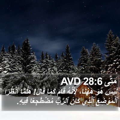 مَتَّى 28:6 AVD Bible Verse Image