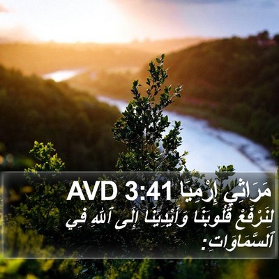 مَرَاثِي إِرْمِيَا 3:41 AVD Bible Verse Image