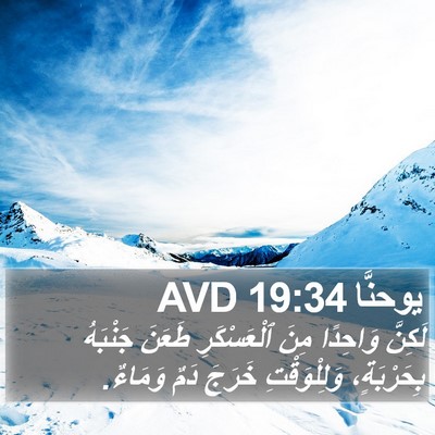 يوحنَّا 19:34 AVD Bible Verse Image