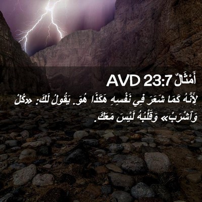 Picture 02 - أَمْثَالٌ 23:7 AVD - لِأَنَّهُ كَمَا شَعَرَ فِي - Bible Verse Picture