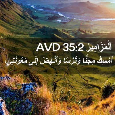 Picture 02 - اَلْمَزَامِيرُ 35:2 AVD - أَمْسِكْ مِجَنًّا - Bible Verse Picture